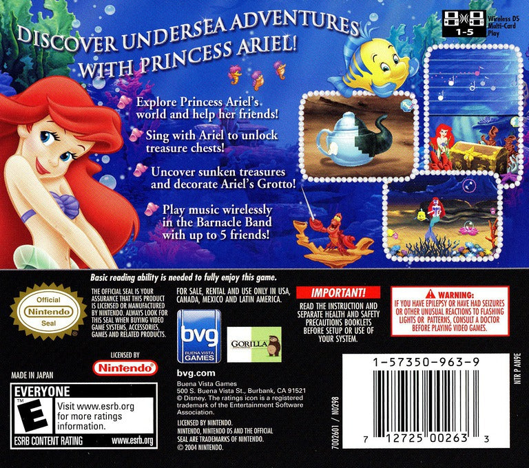 
The Little Mermaid: Ariel's Undersea Adventure | Nintendo DS | back cover 1
