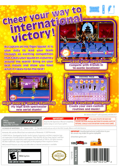 
All Star Cheer Squad 2 | Wii | back cover 1
