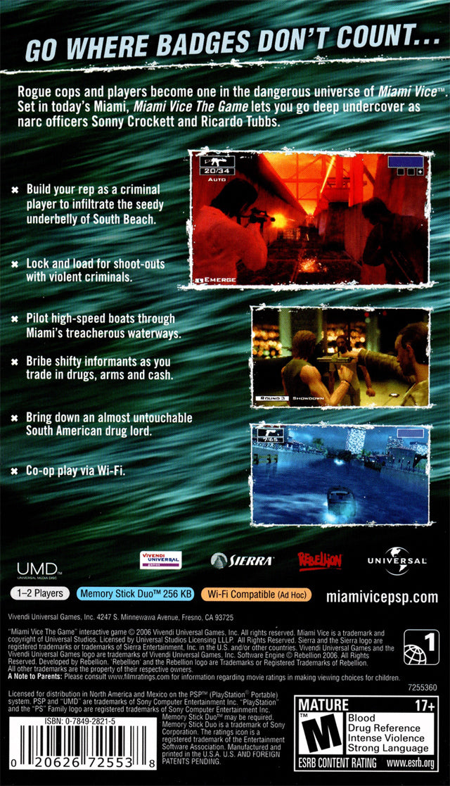 
Miami Vice: The Game | PSP | back cover 1