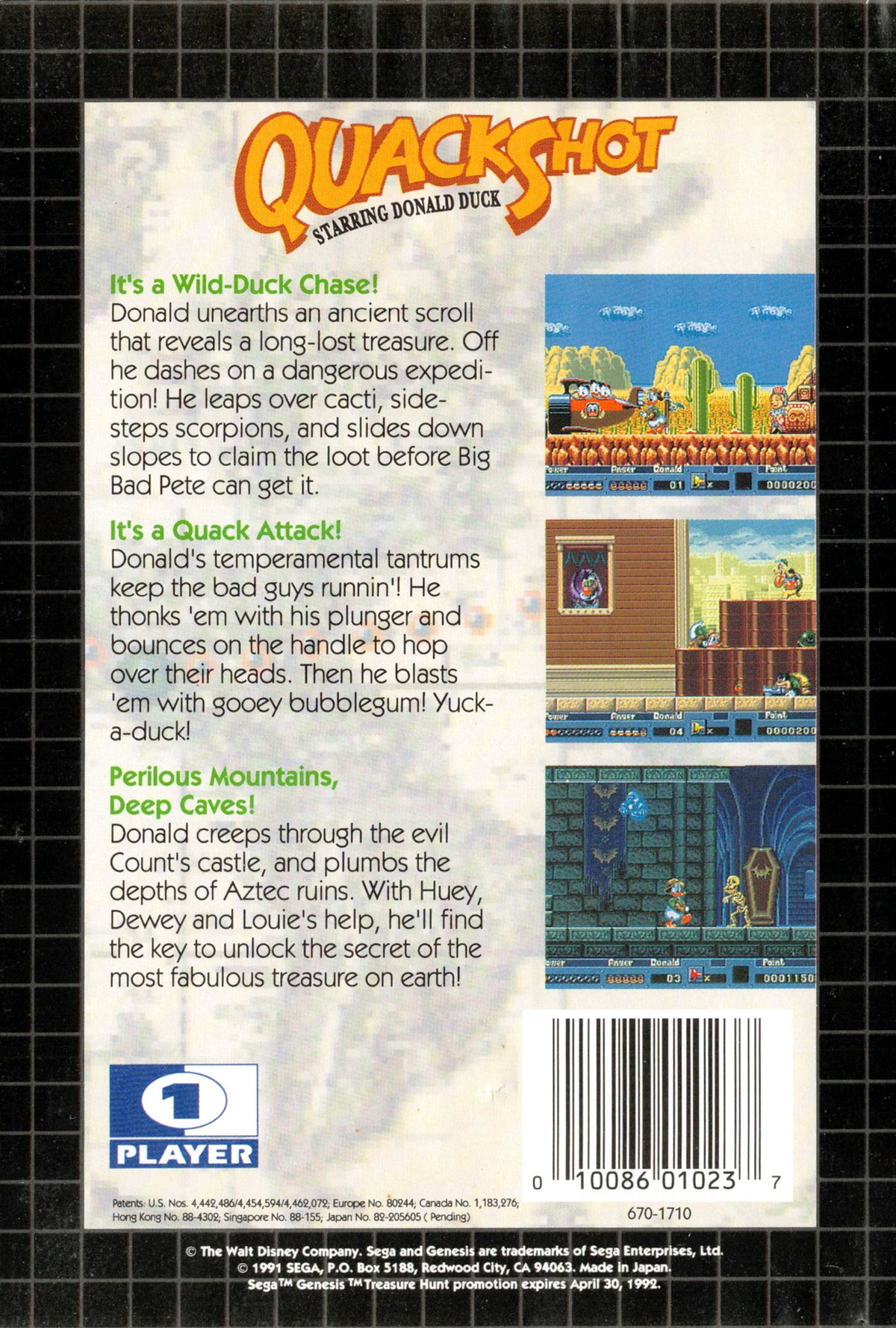 
QuackShot starring Donald Duck | Genesis | back cover 1