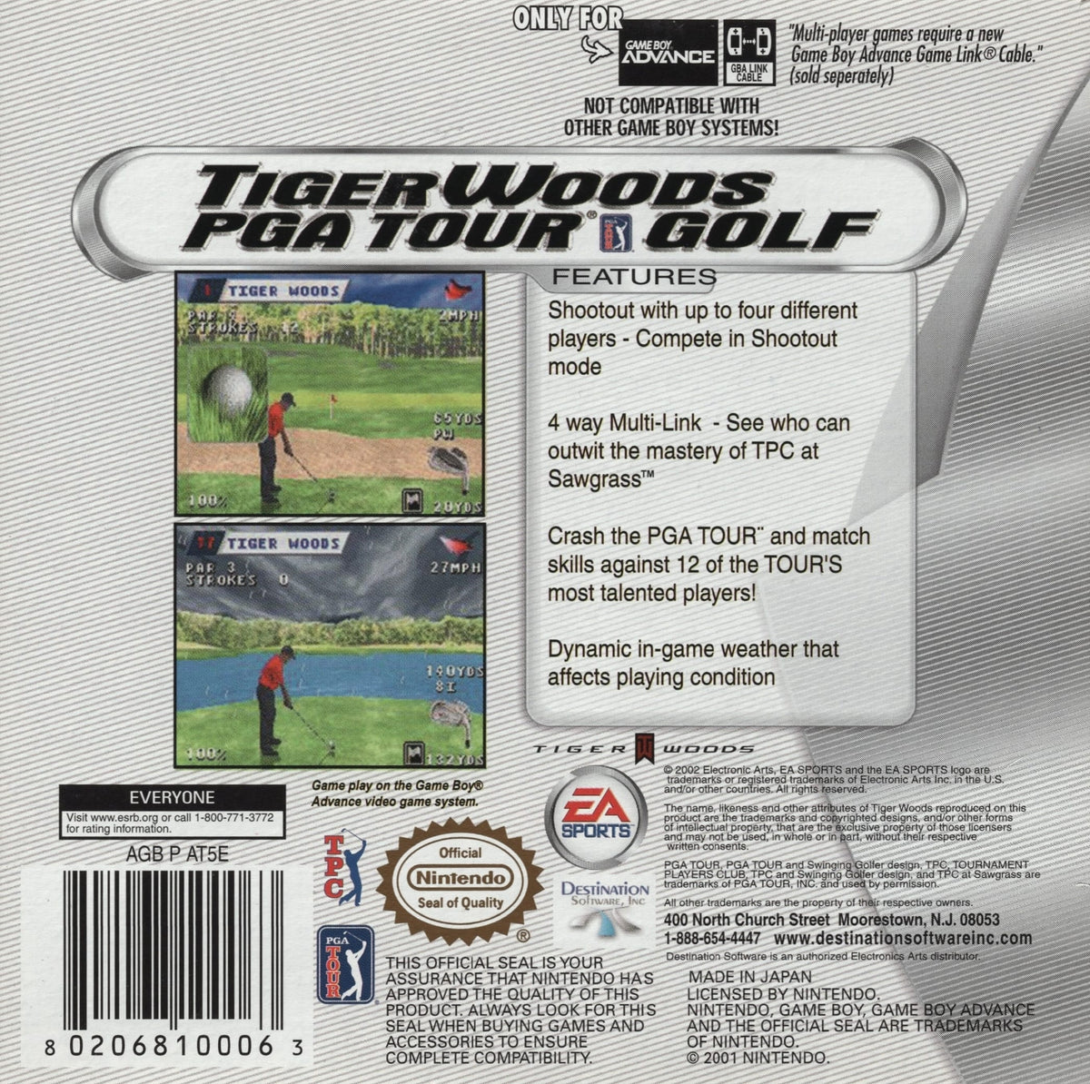 
Tiger Woods PGA Tour Golf | Game Boy Advance | back cover 1