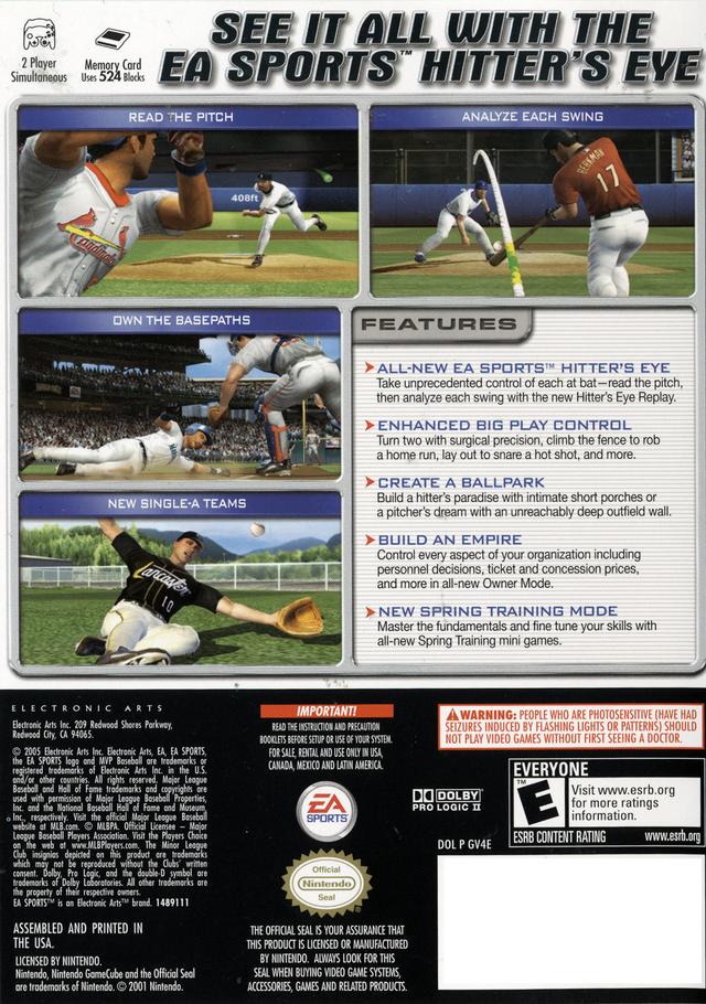 
MVP Baseball 2005 | GameCube | back cover 1