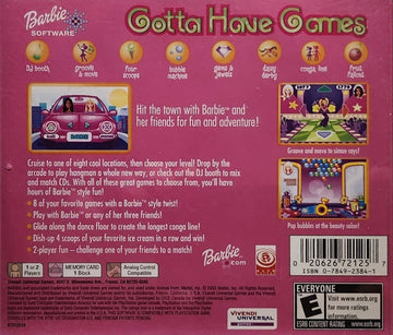 
Barbie: Gotta Have Games | PlayStation | back cover 1 | Region: North America | Source: LaunchBox