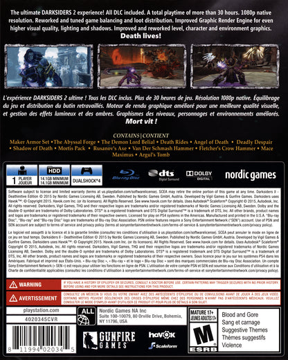 
Darksiders II: Deathinitive Edition | PlayStation 4 | back cover 1 | Region: North America | Source: LaunchBox