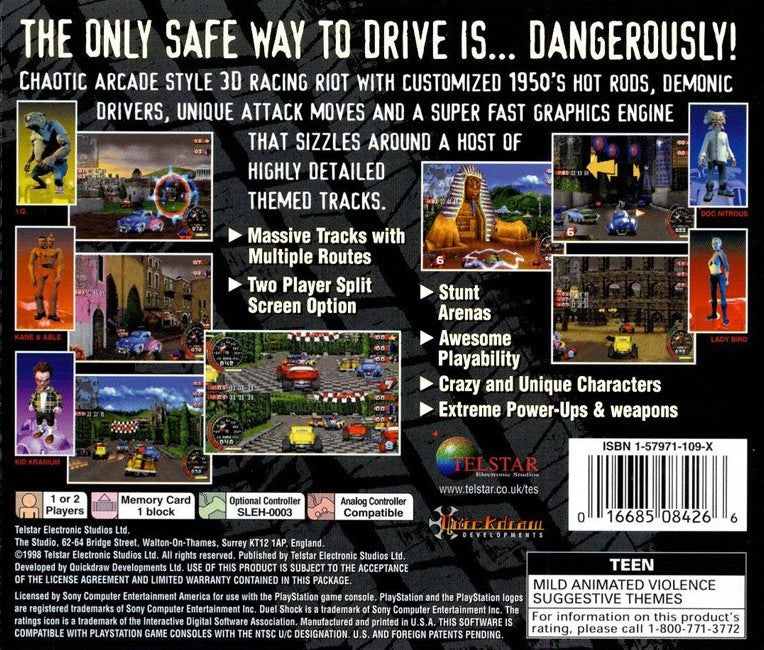 
Wreckin Crew: Drive Dangerously | PlayStation | back cover 1 | Region: North America | Source: LaunchBox