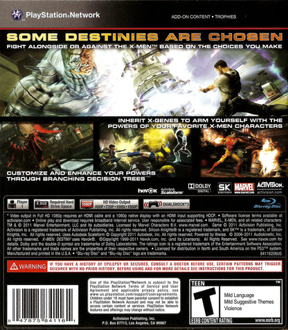 
X-Men: Destiny | PlayStation 3 | back cover 1 | Region: North America | Source: LaunchBox