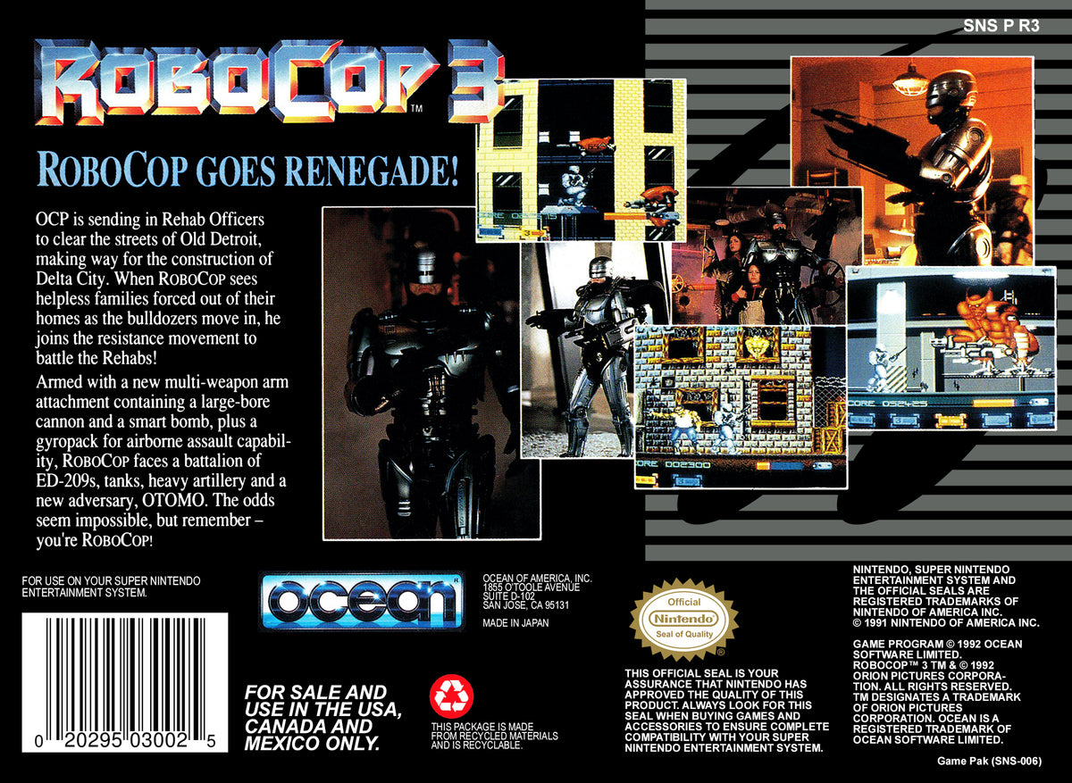 
RoboCop 3 | SNES | back cover 1