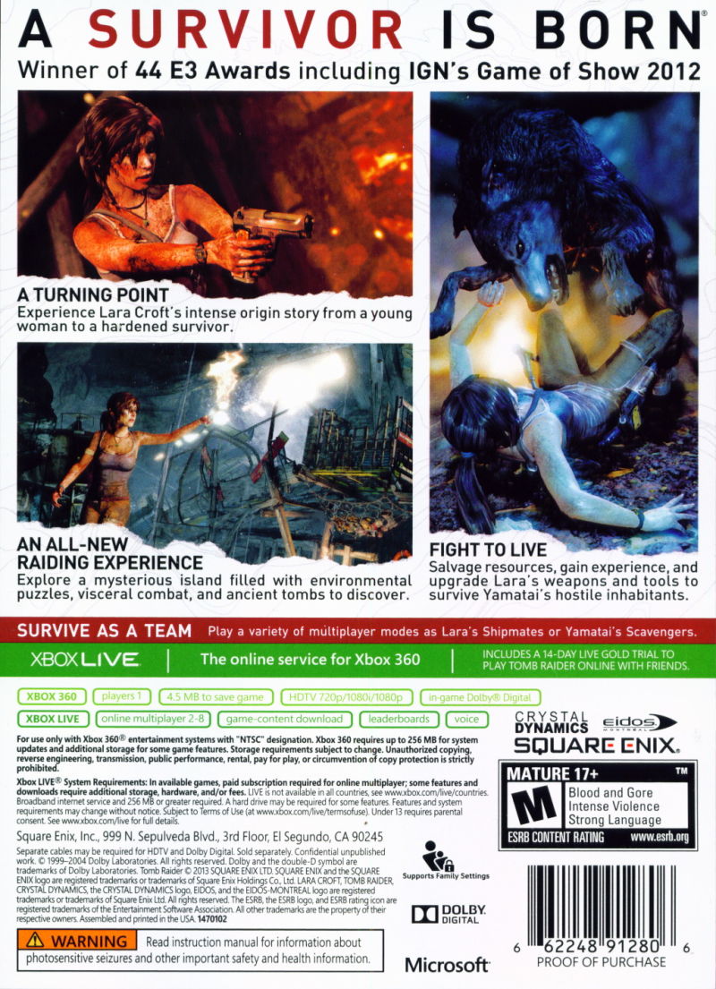 
Tomb Raider | Xbox 360 | back cover 1
