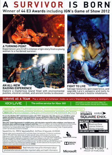
Tomb Raider | Xbox 360 | back cover 1