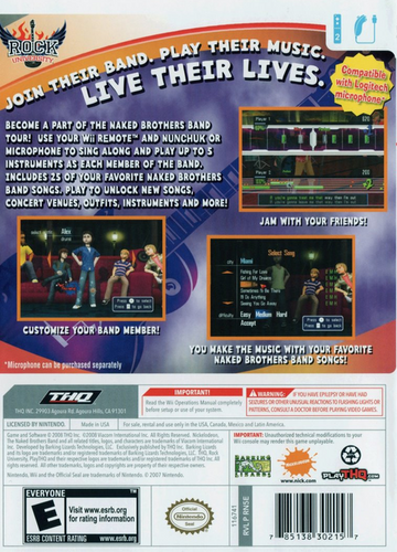 
The Naked Brothers Band: The Video Game | Wii | back cover 1