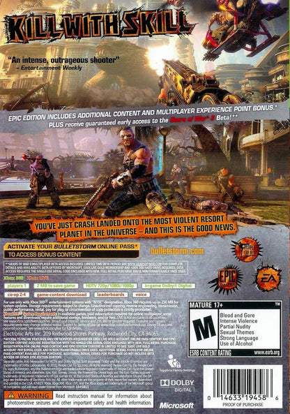 
Bulletstorm | Xbox 360 | back cover 1 | Region: North America | Source: LaunchBox