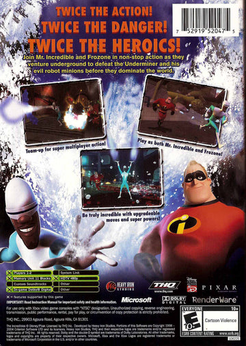
The Incredibles: Rise of the Underminer | Xbox | back cover 1