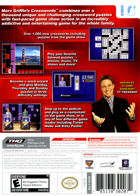 
Merv Griffin's Crosswords | Wii | back cover 1