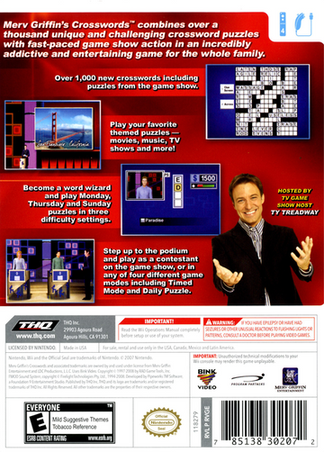 
Merv Griffin's Crosswords | Wii | back cover 1