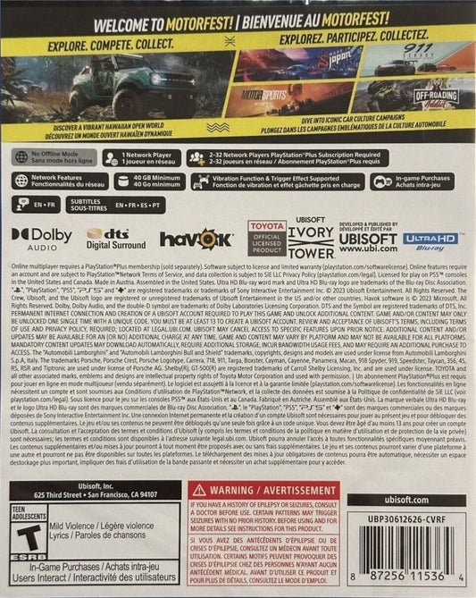 
The Crew: Motorfest | PlayStation 5 | back cover 1 | Region: North America | Source: LaunchBox