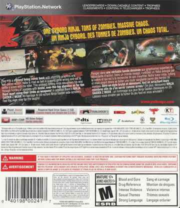 
Yaiba: Ninja Gaiden Z | PlayStation 3 | back cover 1 | Region: North America | Source: LaunchBox