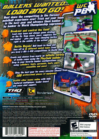 
World Championship Paintball | PlayStation 2 | back cover 1 | Region: North America | Source: LaunchBox