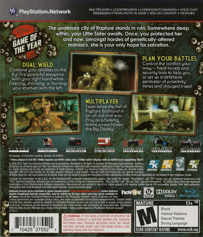 
BioShock 2 | PlayStation 3 | back cover 1 | Region: North America | Source: LaunchBox