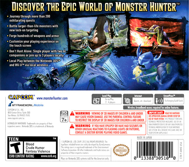 Monster Hunter 3: Ultimate | Nintendo 3DS | back cover 1