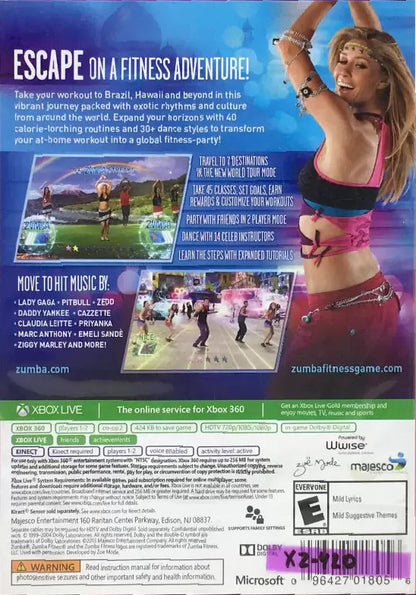 
Zumba Fitness: World Party | Xbox 360 | back cover 1 | Region: North America | Source: LaunchBox