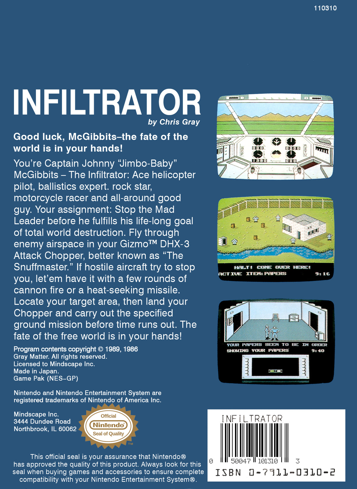 
Infiltrator | NES | back cover 1