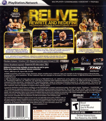 
WWE Legends of WrestleMania | PlayStation 3 | back cover 1 | Region: North America | Source: LaunchBox