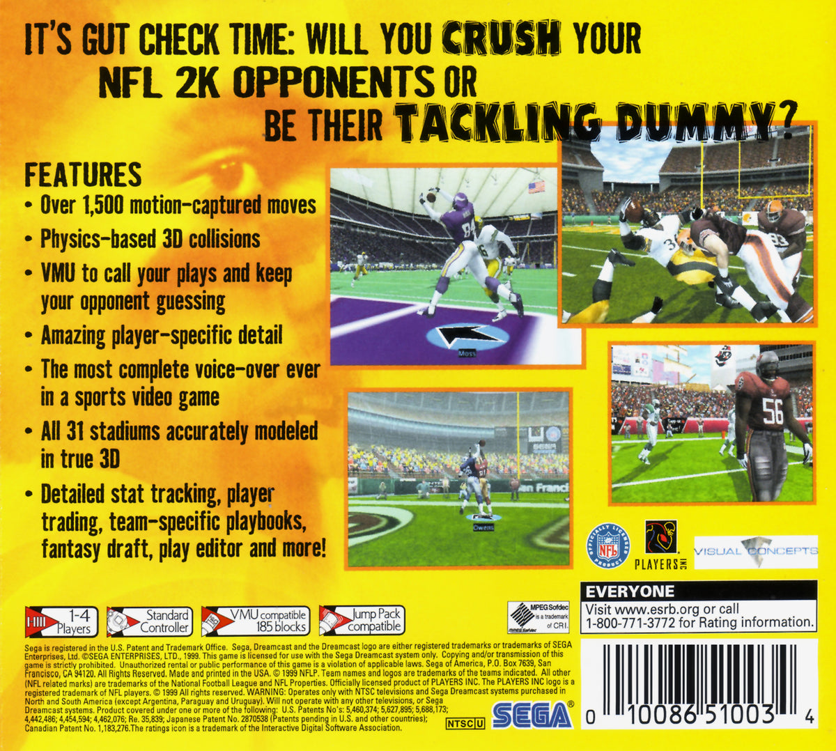 NFL 2K | Dreamcast | back cover 1