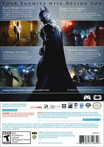 
Batman: Arkham Origins | Wii U | back cover 1