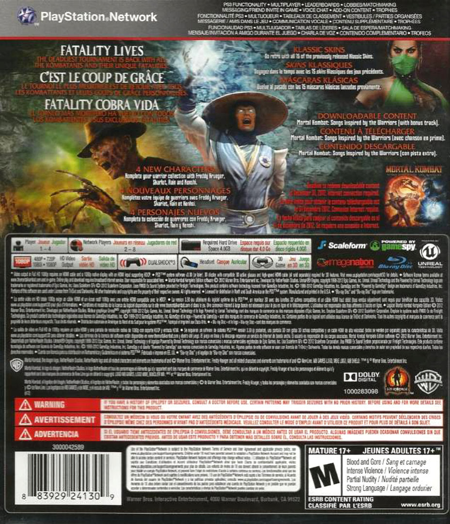 
Mortal Kombat: Komplete Edition | PlayStation 3 | back cover 1 | Region: North America | Source: LaunchBox