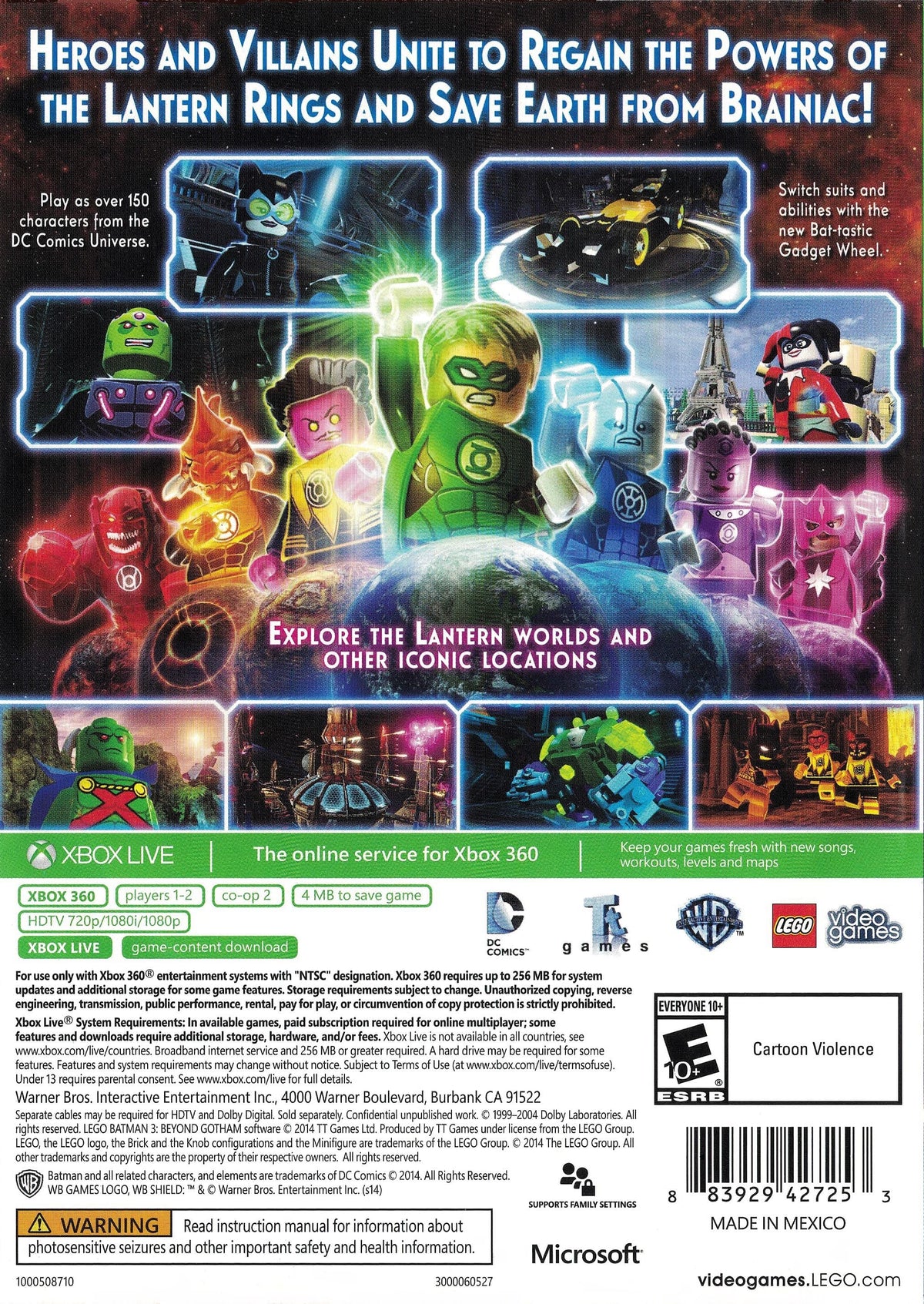 LEGO Batman 3: Beyond Gotham | Xbox 360 | back cover 1 | Region: North America | Source: LaunchBox