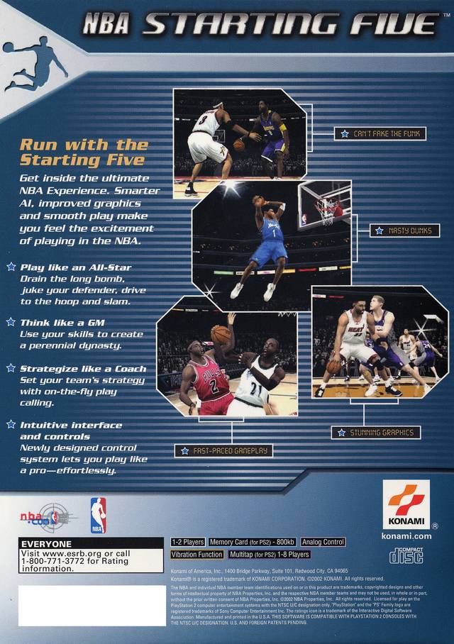 NBA Starting Five | PlayStation 2 | back cover 1 | Region: North America | Source: LaunchBox