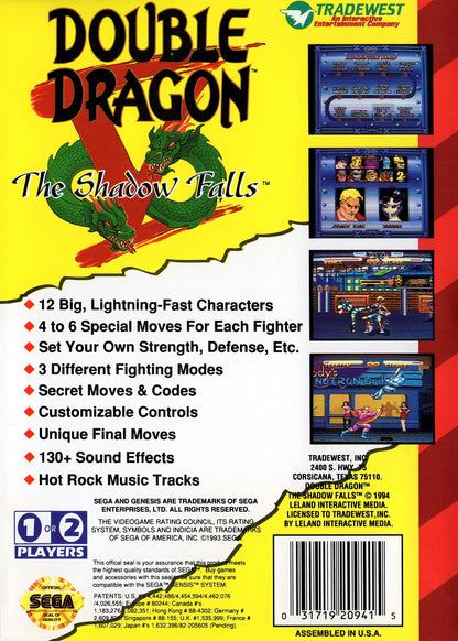 
Double Dragon V: The Shadow Falls | Genesis | back cover 1