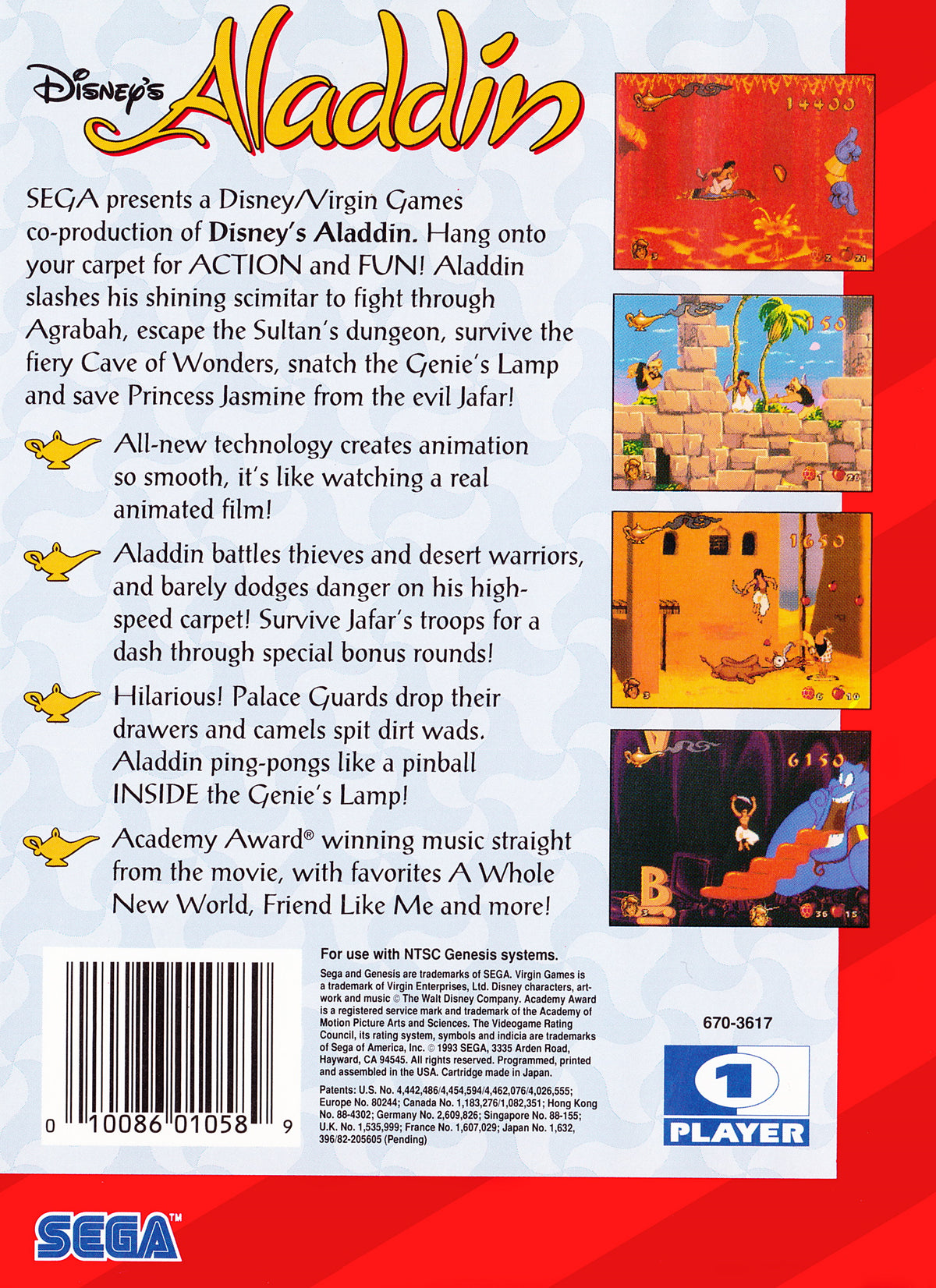 
Disney's Aladdin | Genesis | back cover 1
