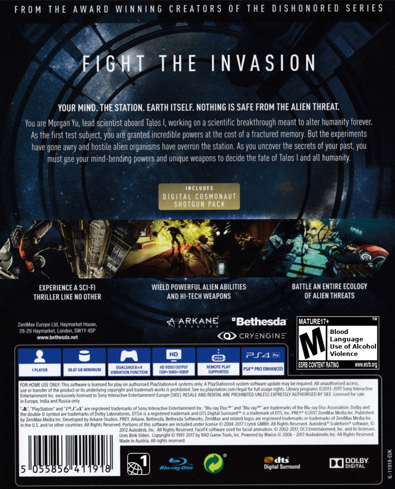 
Prey | PlayStation 4 | back cover 1