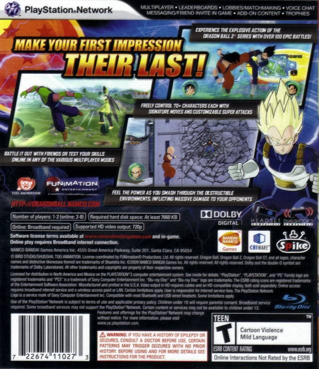 
Dragon Ball: Raging Blast | PlayStation 3 | back cover 1 | Region: North America | Source: LaunchBox
