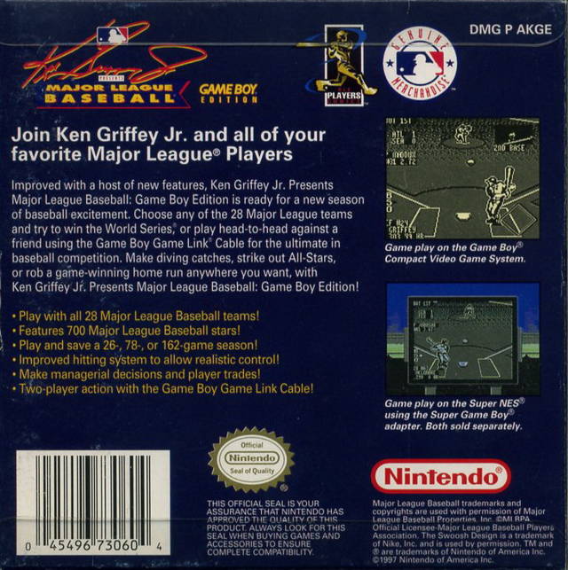 
Ken Griffey Jr Presents Major League Baseball | Game Boy | back cover 1
