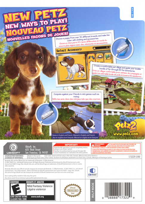 
Petz: Dogz 2 | Wii | back cover 1