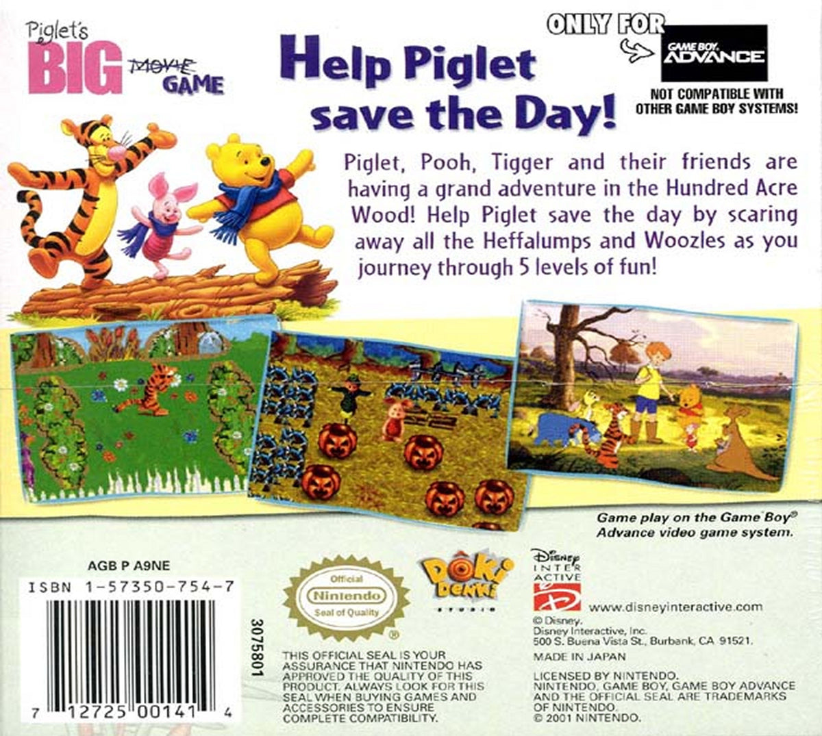 Piglet's Big Game | Game Boy Advance | back cover 1