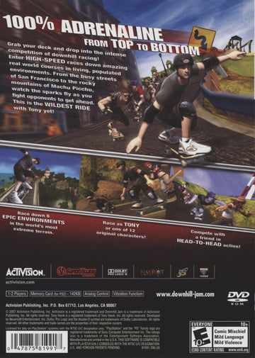 
Tony Hawk's Downhill Jam | PlayStation 2 | back cover 1 | Region: North America | Source: LaunchBox