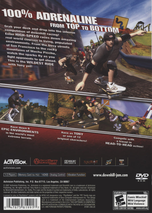 
Tony Hawk's Downhill Jam | PlayStation 2 | back cover 1 | Region: North America | Source: LaunchBox