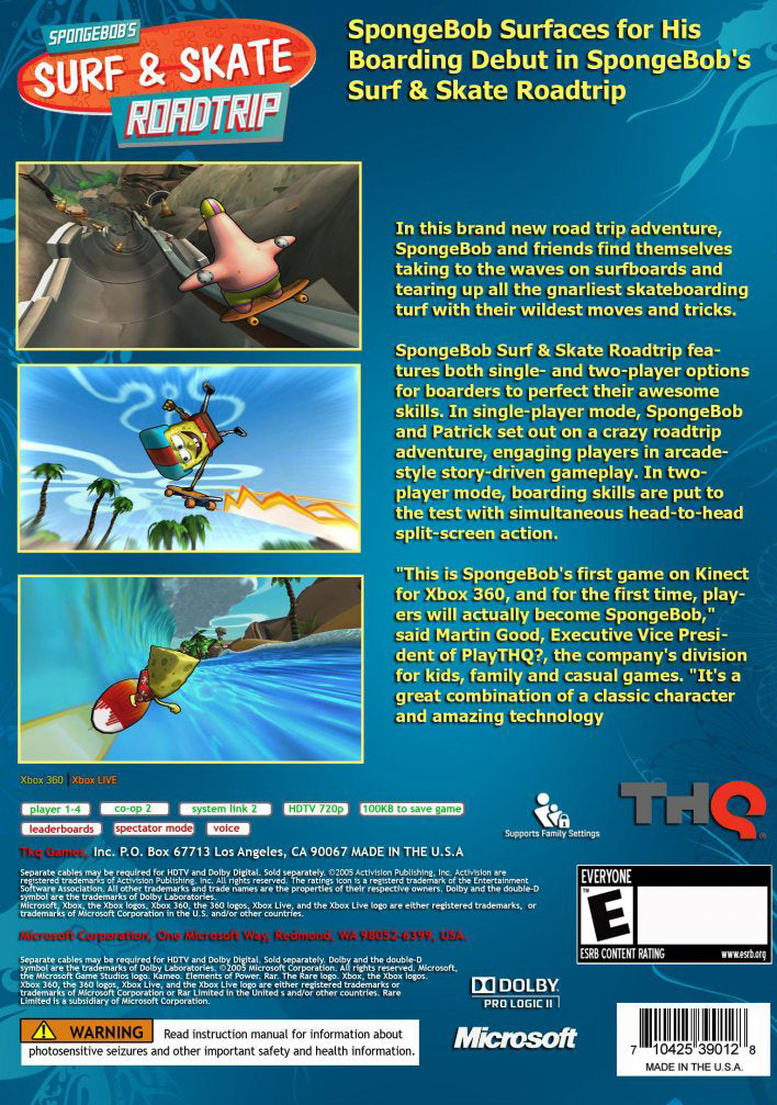 
SpongeBob's Surf & Skate Roadtrip | Nintendo DS | back cover 1