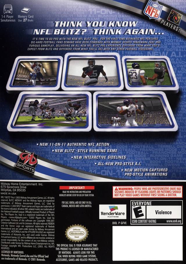 
NFL Blitz Pro | GameCube | back cover 1