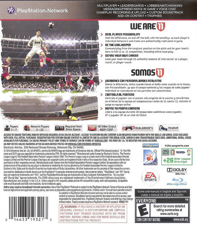
FIFA Soccer 11 | PlayStation 3 | back cover 1