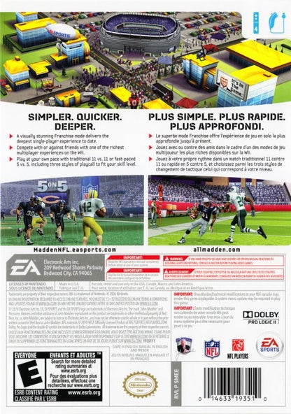 
Madden NFL 11 | Wii | back cover 1