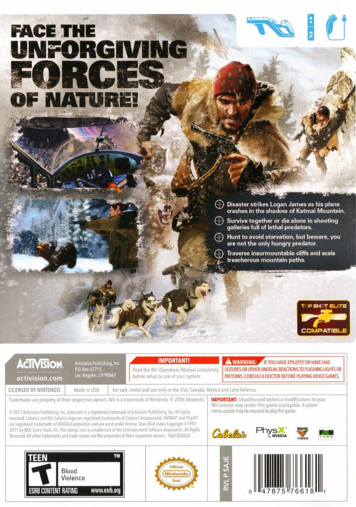 
Cabela's Survival: Shadows of Katmai | Wii | back cover 1