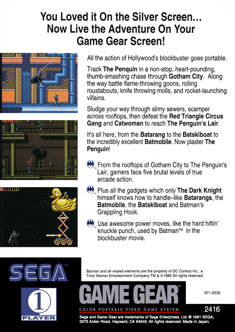 
Batman Returns | Game Gear | back cover 1