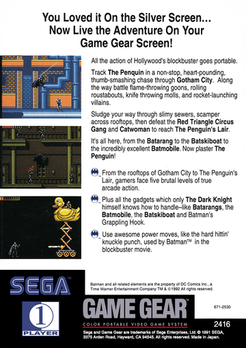 
Batman Returns | Game Gear | back cover 1
