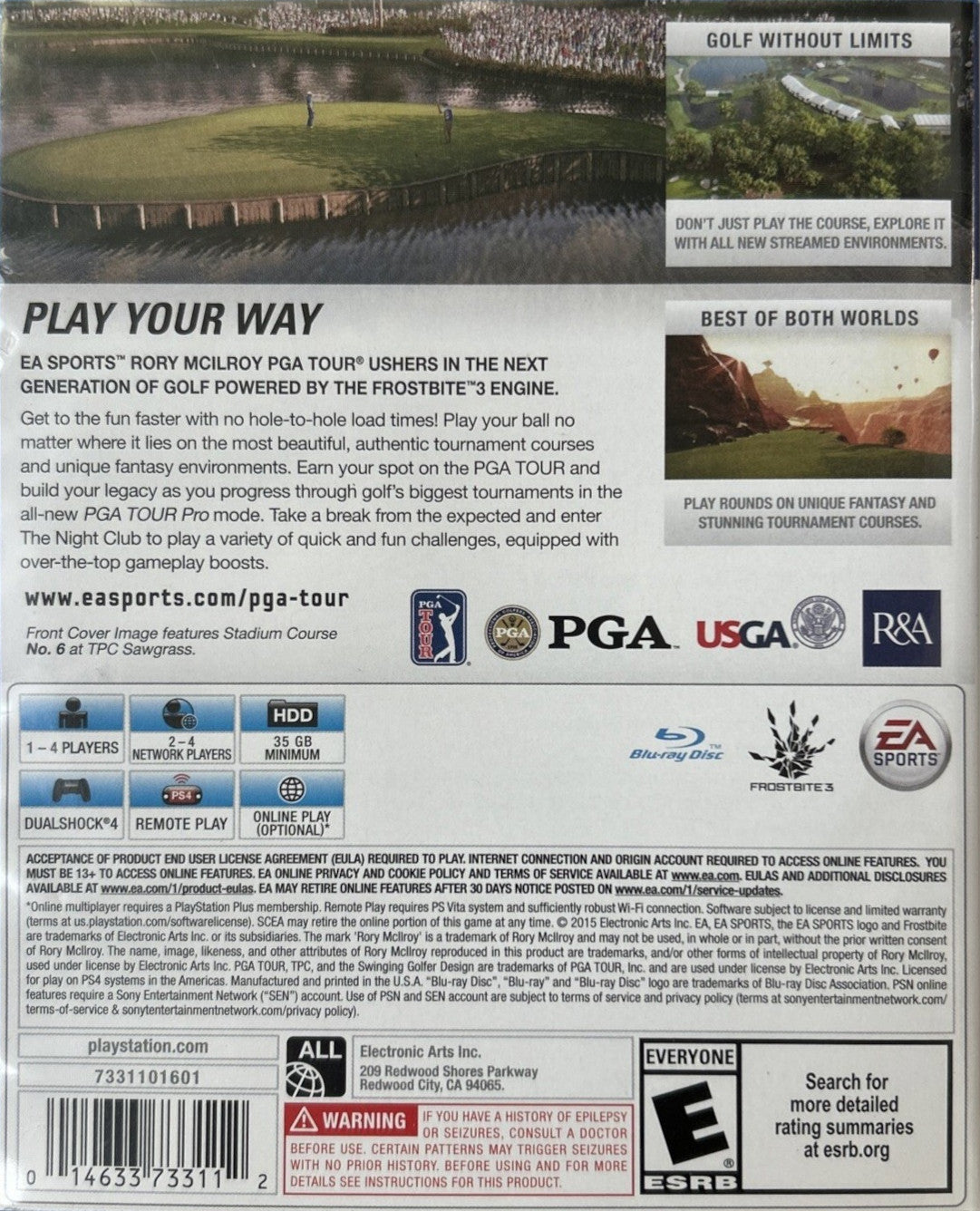
Rory McIlroy PGA Tour | PlayStation 4 | back cover 1 | Region: North America | Source: LaunchBox