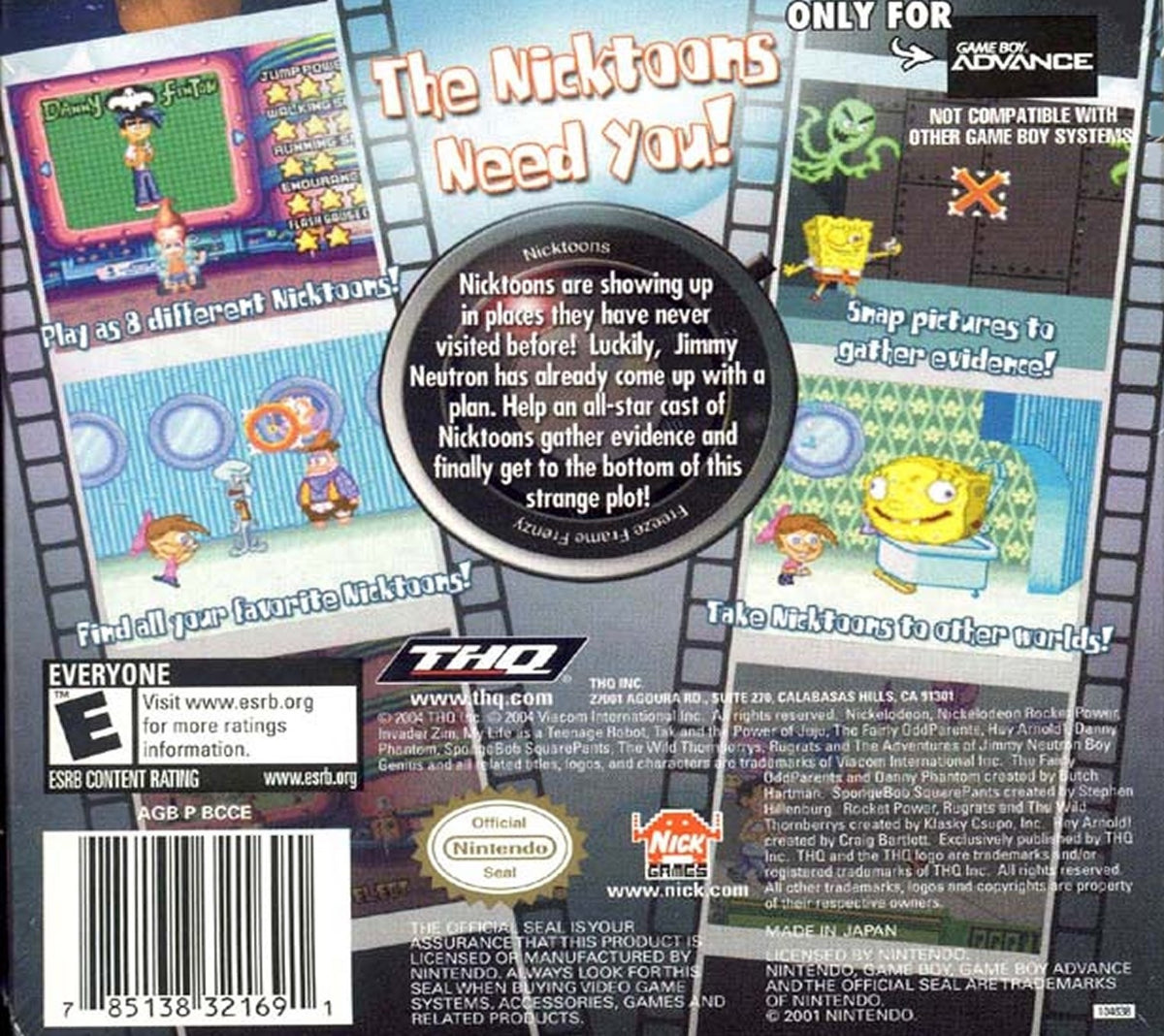 
Nicktoons: Freeze Frame Frenzy | Game Boy Advance | back cover 1