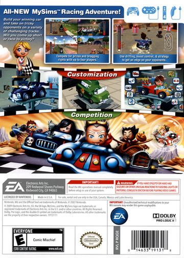 
MySims: Racing | Wii | back cover 1